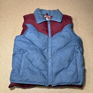Vintage Ski-Trail Down Puffer Vest Mens M Blue Red Full Zip